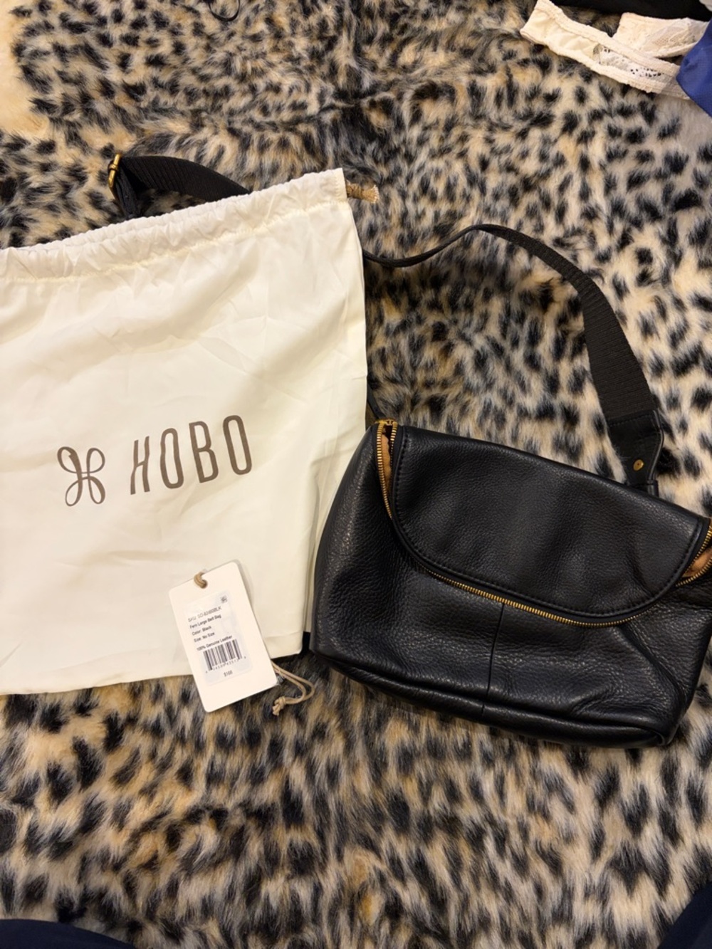 HOBO Black Pebbled Leather Shoulder/Crossbody Bag with Gold Hardware